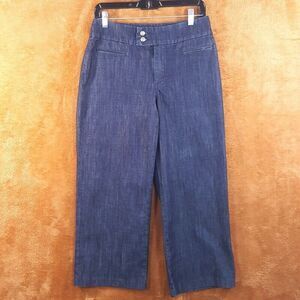 CHICOS Womens Jeans Size 0.5 Small Dark Wash Wide Leg Crop Pocket Denim PLATINUM
